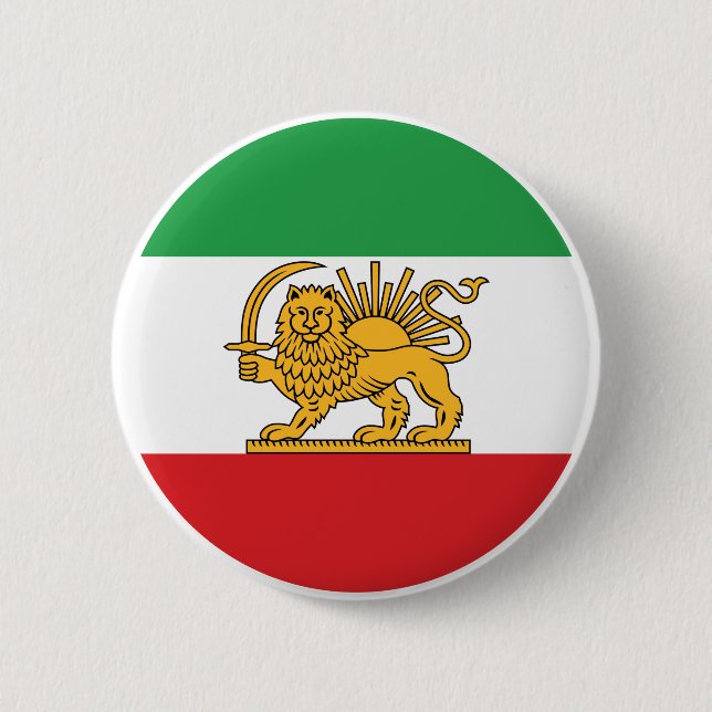 Iranian Lion and Sun Historic Flag Emblem 6 Cm Round Badge (Front)