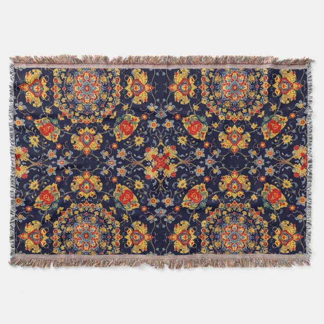 Iranian Pattern Throw Blanket (Front)