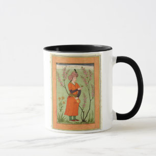 Iranian princely figure holding a cup and flask, c