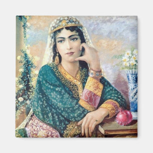 Iranian Woman Folk painting in detail Magnet