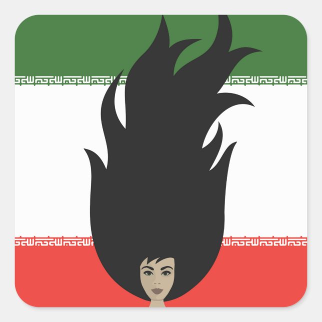 Iranian woman freedom, solidarity to iran square sticker (Front)