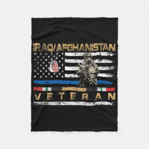 Iraq Afghanistan Veteran Vintage Flag Patriotic Me Fleece Blanket