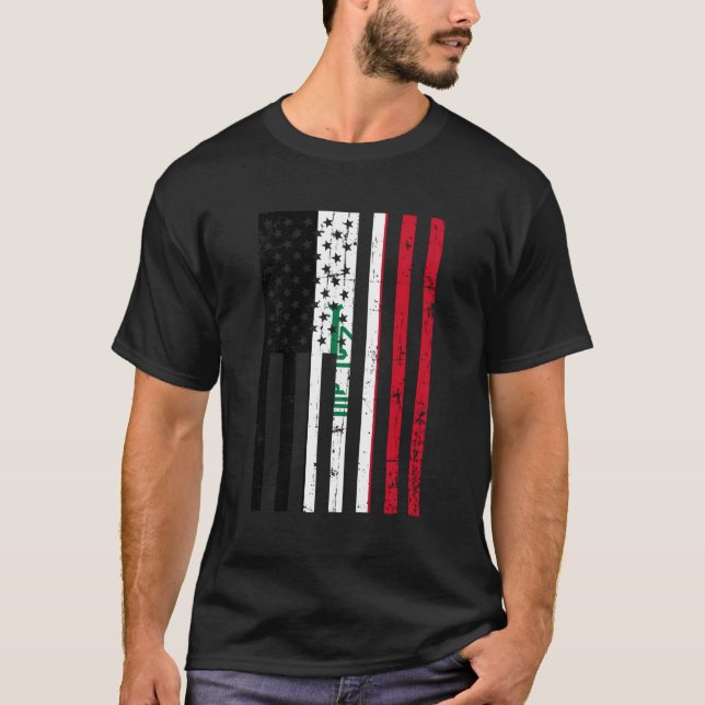 Iraq American Flag For New Us Citizen Gift T-Shirt (Front)