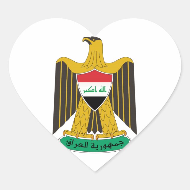 Iraq Coat of Arms Heart Sticker (Front)