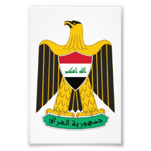 Iraq country coat arms symbol emblem flag eagle photo print