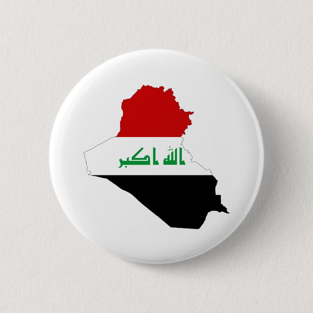 iraq country flag map shape symbol 6 cm round badge (Front)