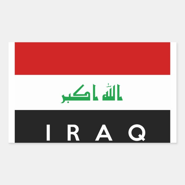 iraq country flag symbol name text rectangular sticker (Front)