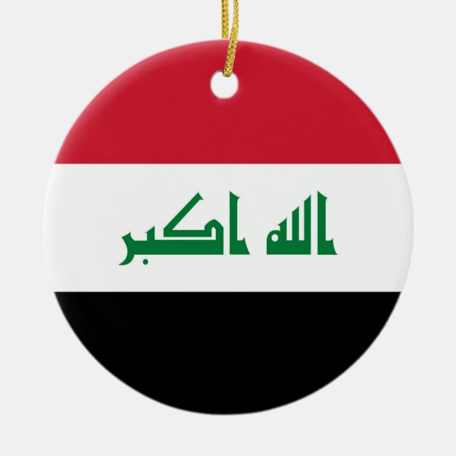 Iraq flag ceramic tree decoration (Front)