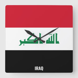 Iraq Flag Dazzling Patriotic Square Wall Clock