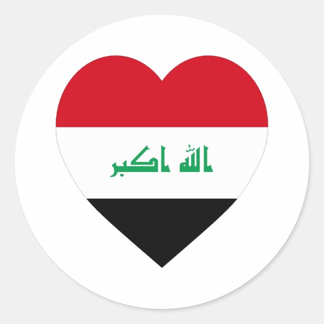 Iraq Flag Heart Classic Round Sticker (Front)