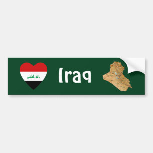 Iraq Flag Heart + Map Bumper Sticker