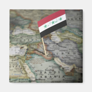 Iraq flag in map magnet