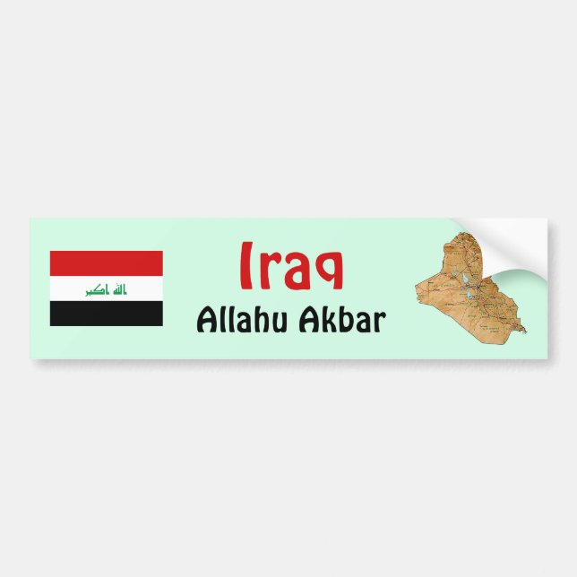 Iraq Flag + Map Bumper Sticker (Front)