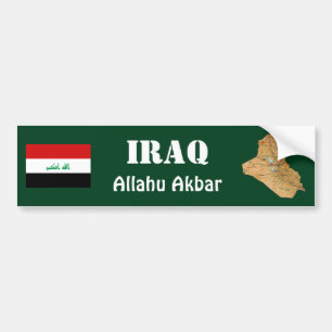 Iraq Flag + Map Bumper Sticker