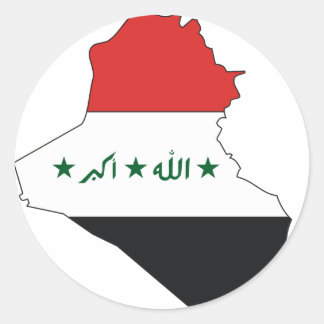 Iraq flag map classic round sticker