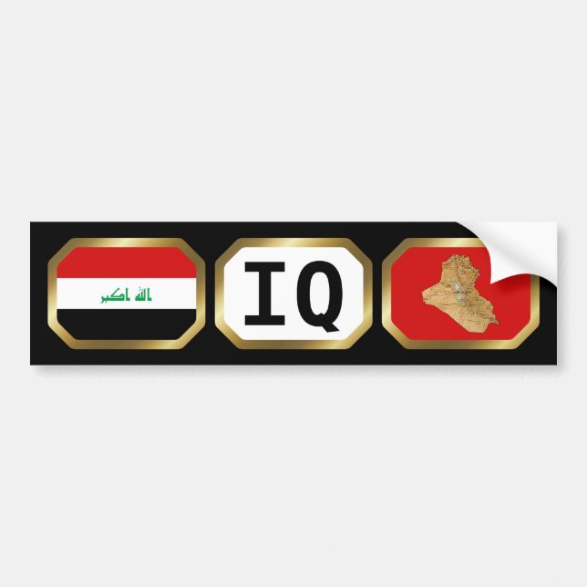 Iraq Flag Map Code Bumper Sticker (Front)