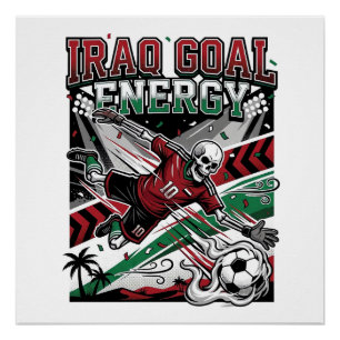 Iraq Goal Energy Skeleton Striker Nations Bold Soc Poster