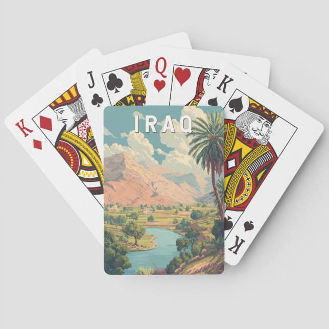 Iraq Illustration Travel Art Vintage Playing Cards (Back)
