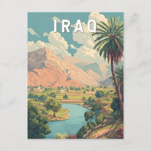 Iraq Illustration Travel Art Vintage Postcard