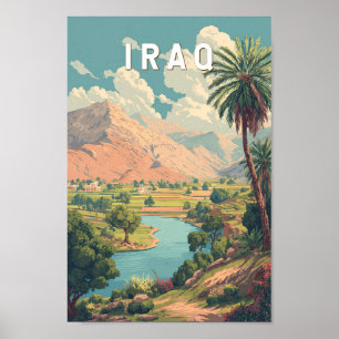 Iraq Illustration Travel Art Vintage Poster