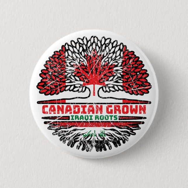 Iraq Iraqi Canadian Canada Tree Roots Flag 6 Cm Round Badge (Front)