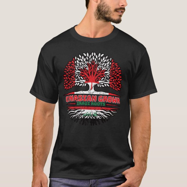 Iraq Iraqi Canadian Canada Tree Roots Flag T-Shirt (Front)