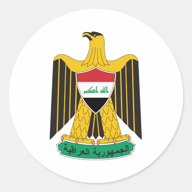 Iraq Official Coat Of Arms Heraldry Symbol Classic Round Sticker (Front)