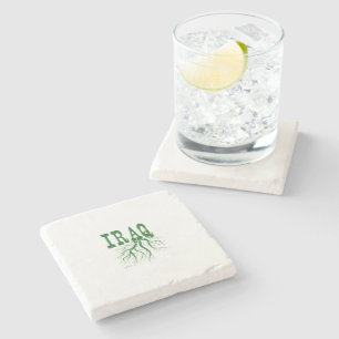 Iraq Roots Green Word Art Stone Coaster