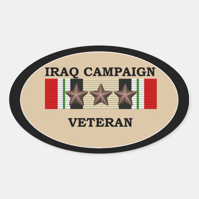 Iraq Veteran 3 ICS Oval Sticker (Front)
