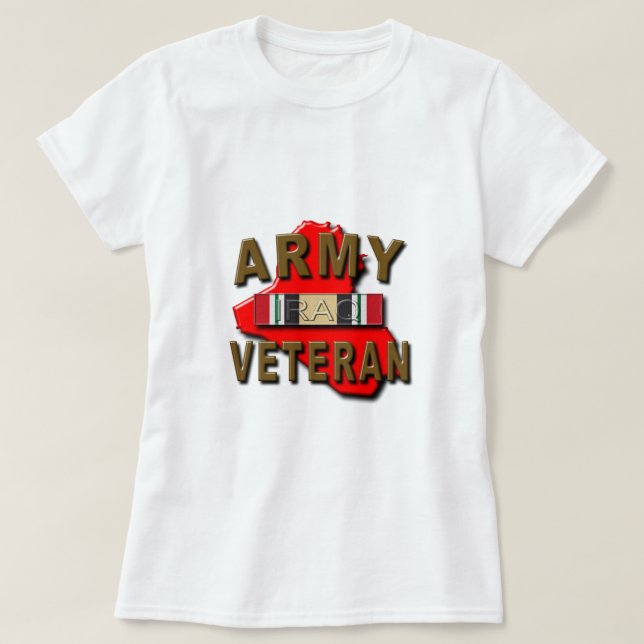 Iraq Veteran Service Ribbon, ARMY T-Shirt (Design Front)