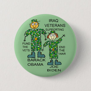 IRAQ VETS FOR OBAMA 6 CM ROUND BADGE