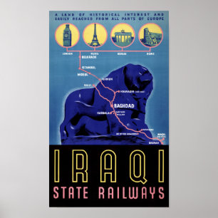 Iraq Vintage Travel Poster Restored