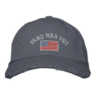 Iraq War Vet with American Flag Embroidered Hat