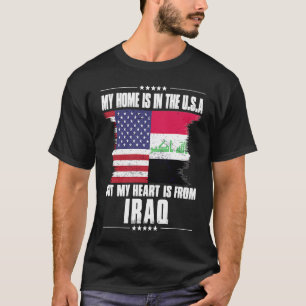 Iraqi American Patriot Grown Proud Home Heart USA  T-Shirt