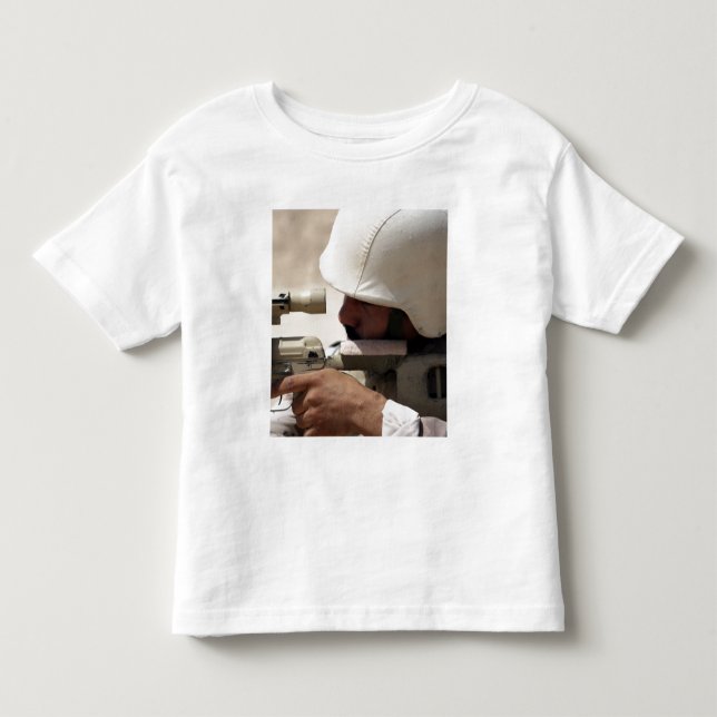 Iraqi Army Sergeant sights in down range Toddler T-Shirt (Front)