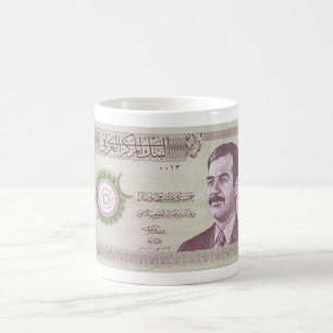 Iraqi Dinar with Saddam Hussein Coffee Mug