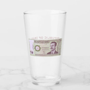 Iraqi Dinar with Saddam Hussein Glass