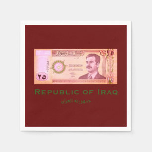 Iraqi Dinar with Saddam Hussein Napkin