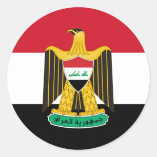 Iraqi Flag & Coat of Arms, Flag of Iraq Classic Round Sticker