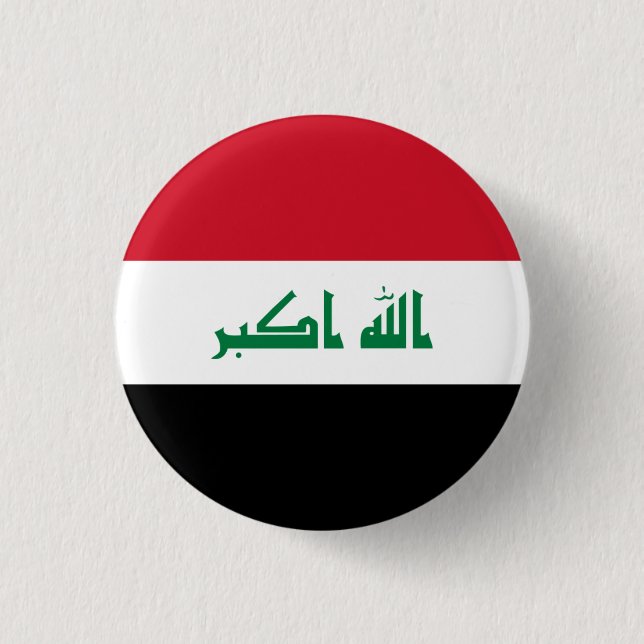 Iraqi Flag, Flag of Iraq 3 Cm Round Badge (Front)