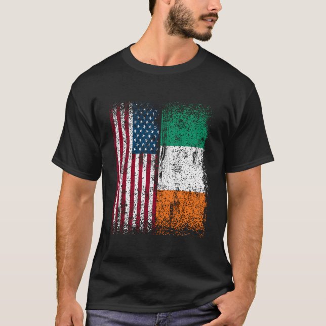 Ireland American Flag Gift American Born Irish Her T-Shirt (Front)