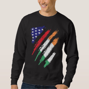 Ireland American Grown Flag USA Patriot Heritage M Sweatshirt