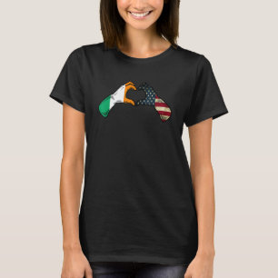 Ireland American USA Flag - USA Irish Heart_1 T-Shirt