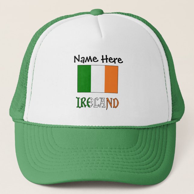 Ireland and Irish Flag Personalised  Trucker Hat (Front)