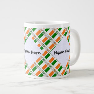 Ireland and Irish Flag Tiled Personalised Large Coffee Mug