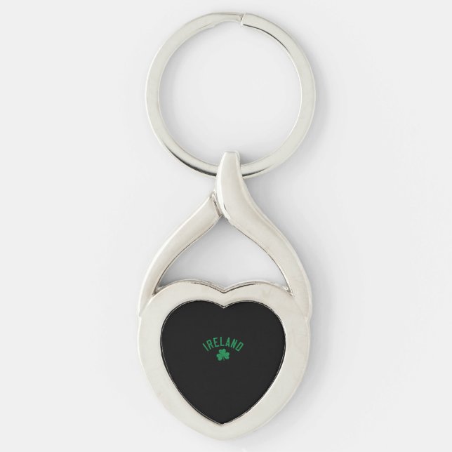 Ireland Arched Text Shamrock Distressed Green Prin Key Ring (Front)