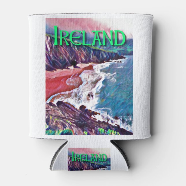 Ireland Beach Painting Can Cooler (Front)