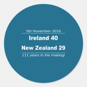 Ireland Beat New Zealand All Blacks - Irish Rugby Classic Round Sticker