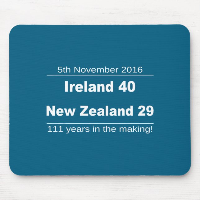 Ireland Beat New Zealand All Blacks - Irish Rugby  Mouse Mat (Front)