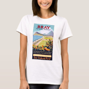 Ireland Bray Vintage Travel Poster Restored T-Shirt